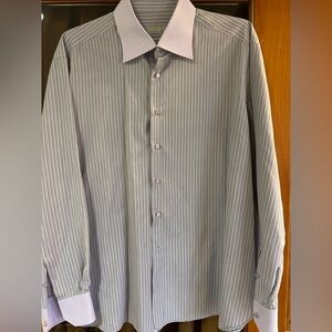 Men's Stefano Ricci striped orchid, dress shirt size 46/18 made Italy pristine